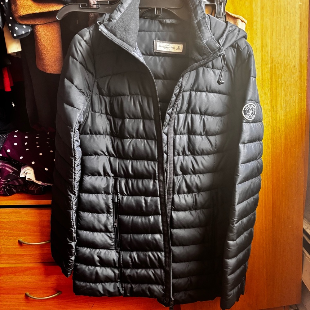 Abercrombie & Fitch Black Puffer Jacket Lightweight Quilted